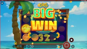 Tampilan visual slot Coco Rush dengan latar belakang pantai tropis yang cerah