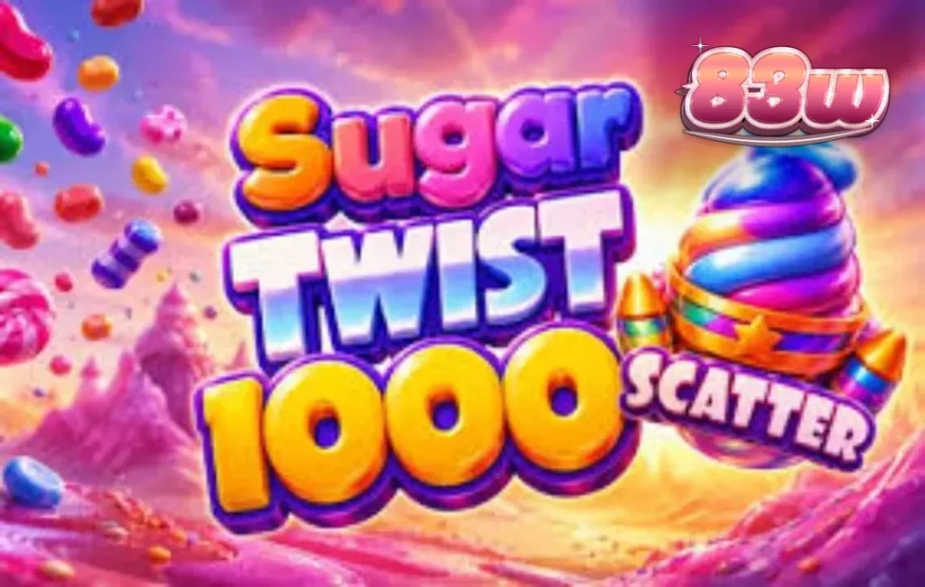 Tampilan grid 7x7 penuh warna pada slot Sugar Twist 1000